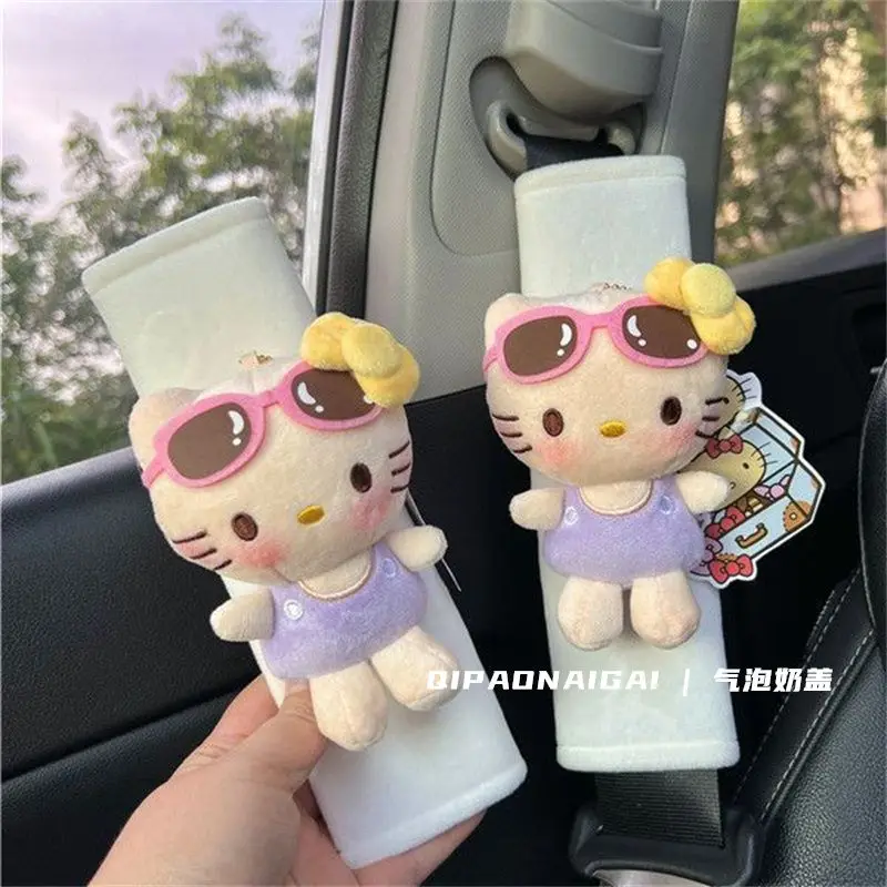 Kawaii Hello Kitty Car Seat Belt Shoulder Protector Case Car Decoration Accessories Cartoon Shoulder Protection Cover Cute Gift