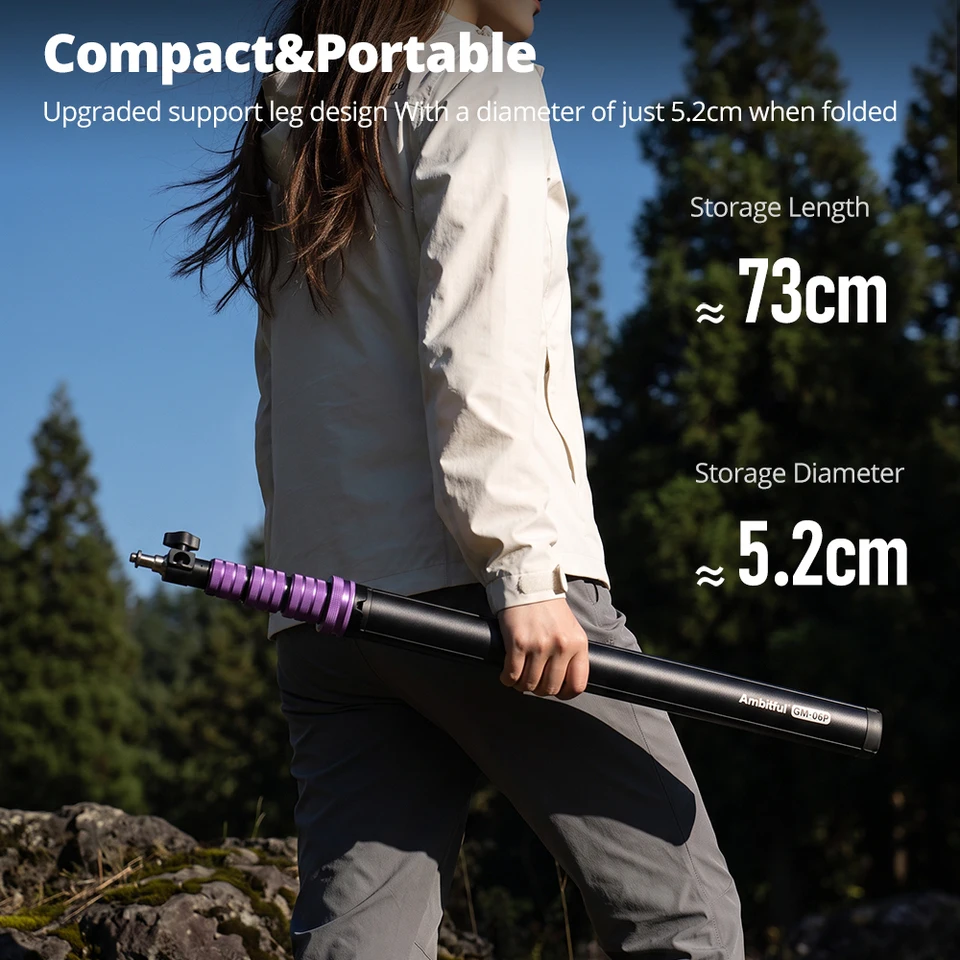 Ambitful GM06 P/R Purple Red 225cm Air Cushioned Light Stand with 1/4"&3/8" Screw Quick-release Tripod for Camera LED Light Flas