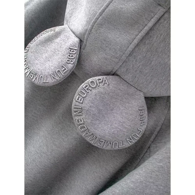 Plus Velvet Padded Sweater Hooded Coat 2026 Female Joker Winter New Mickey Heavy Lndustries Embroidered Letters Zipper Coat Tide
