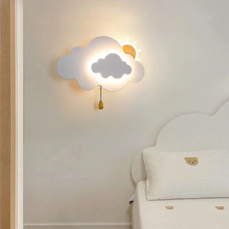 Children's Bedroom Wall Lamps Sun Cloud Night Light LED Modern Minimalist Baby Room Boy Girl Room Decor Bedside Wall Lights
