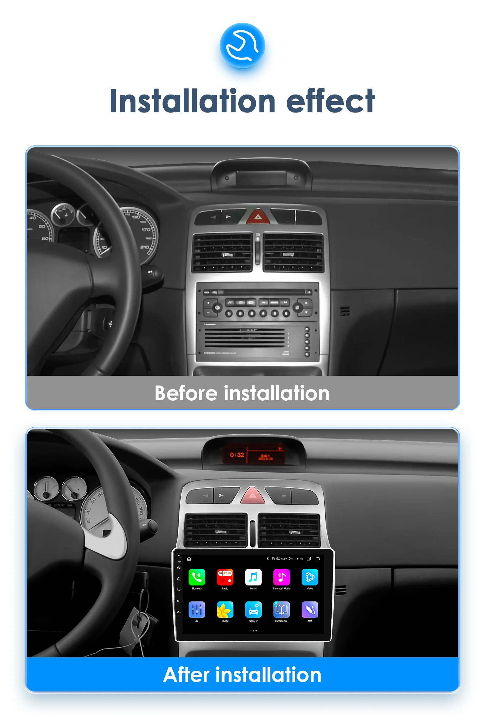 Wireless CarPlay Android Auto Car Radio For Peugeot 307 307CC 307SW 2002-2013 car intelligent systems AI Voice No 2 din 2din DVD