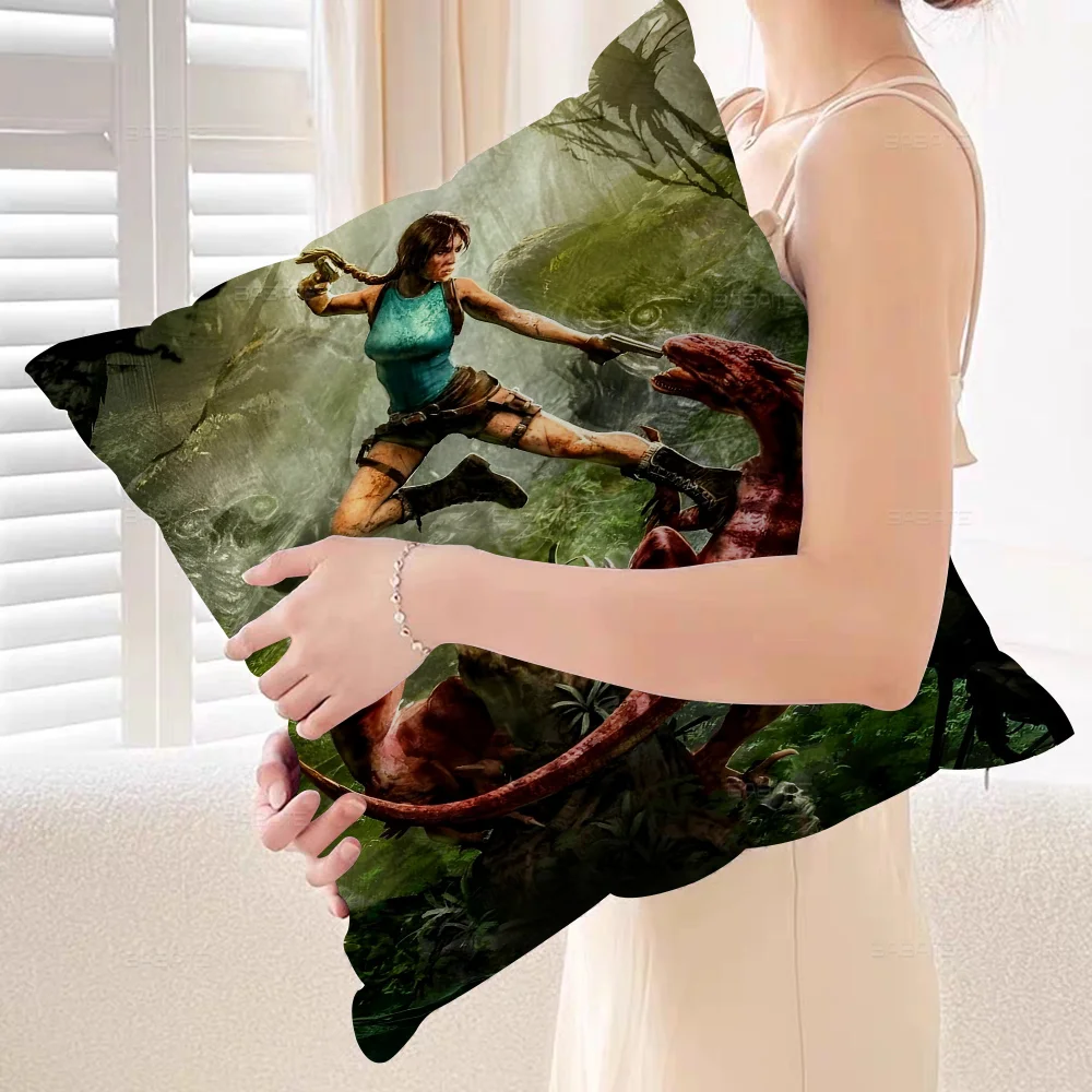 Action Adventure T-Tomb R-Raider Cushion Cover Car Throw Pillow Case For Sofa Car Christmas Gift 40x40cm 45x45cm