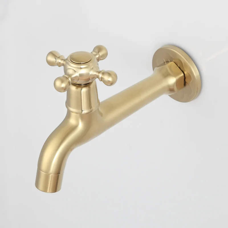 

Laundry Bathroom Wetroom Faucet Wall Mounted Faucet Sink Tap Spigot Bibcocks Outdoor Garden Water tap Brush Gold Color