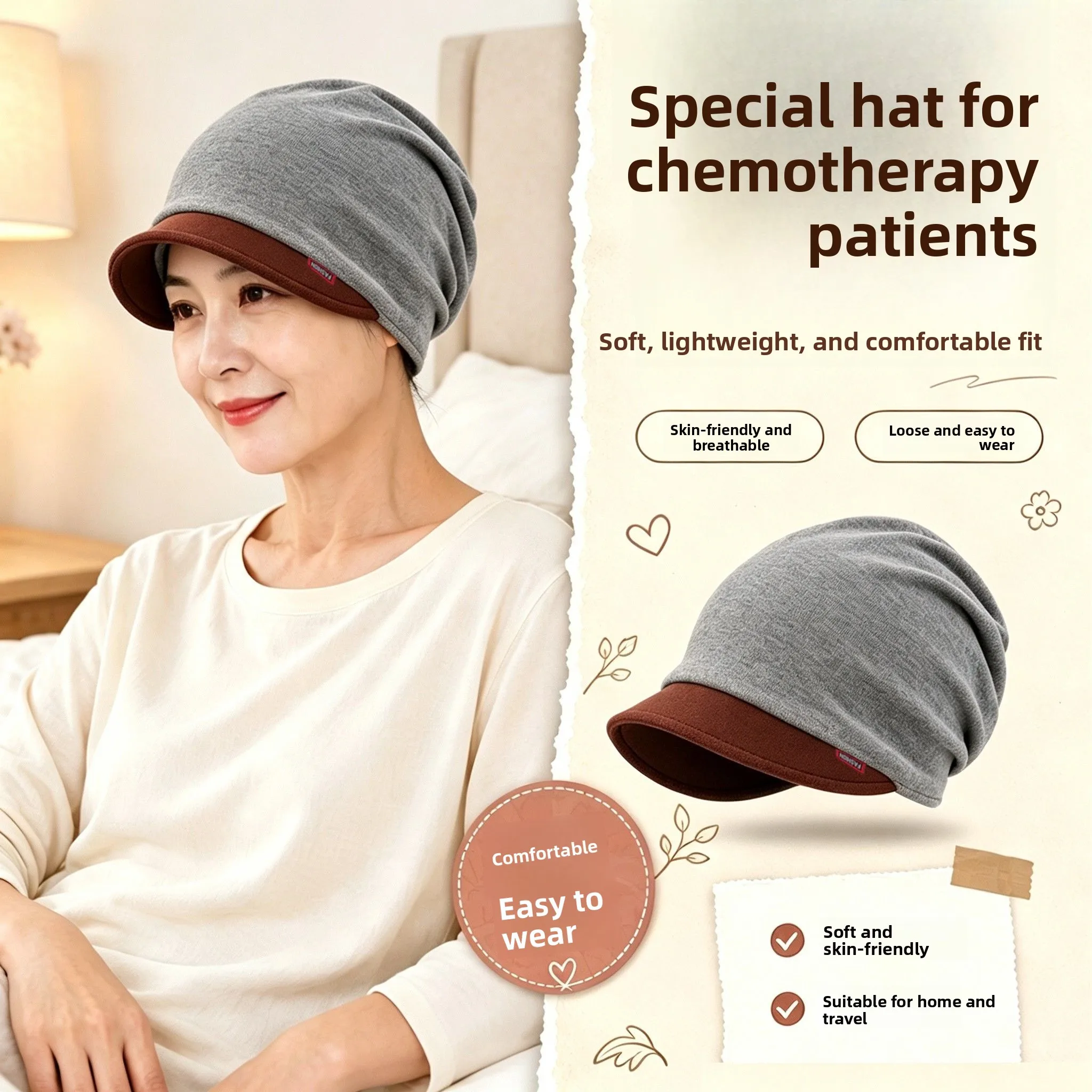 Chemotherapy Post-Operation Cap Women's Spring Autumn Hair Loss Special Bald Cap Patient Sleep Windproof Middle-Aged Mom Slee...