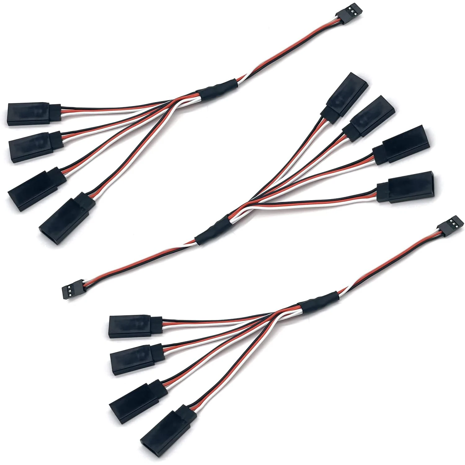 5pcs JR Y Connector Servo Extension Cable 3 Pin JR Plug Splitters 1 Male to 4 Female Servo Y Extension Connector for RC Models