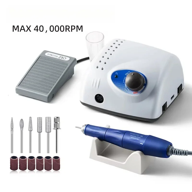 STRONG 210 105L Nail Drill Machine 40000RPM Professional Electric Nail File Manicure Pedicure Polishing Machine for Salon Use