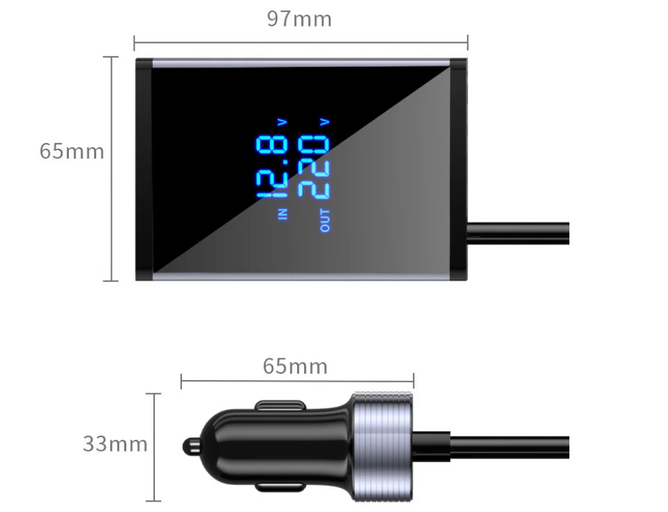

Car Cigarette Lighter Power Inverter DC 12V 24V To AC 220V With Digital Display QC Fast Charging USB Type C Port