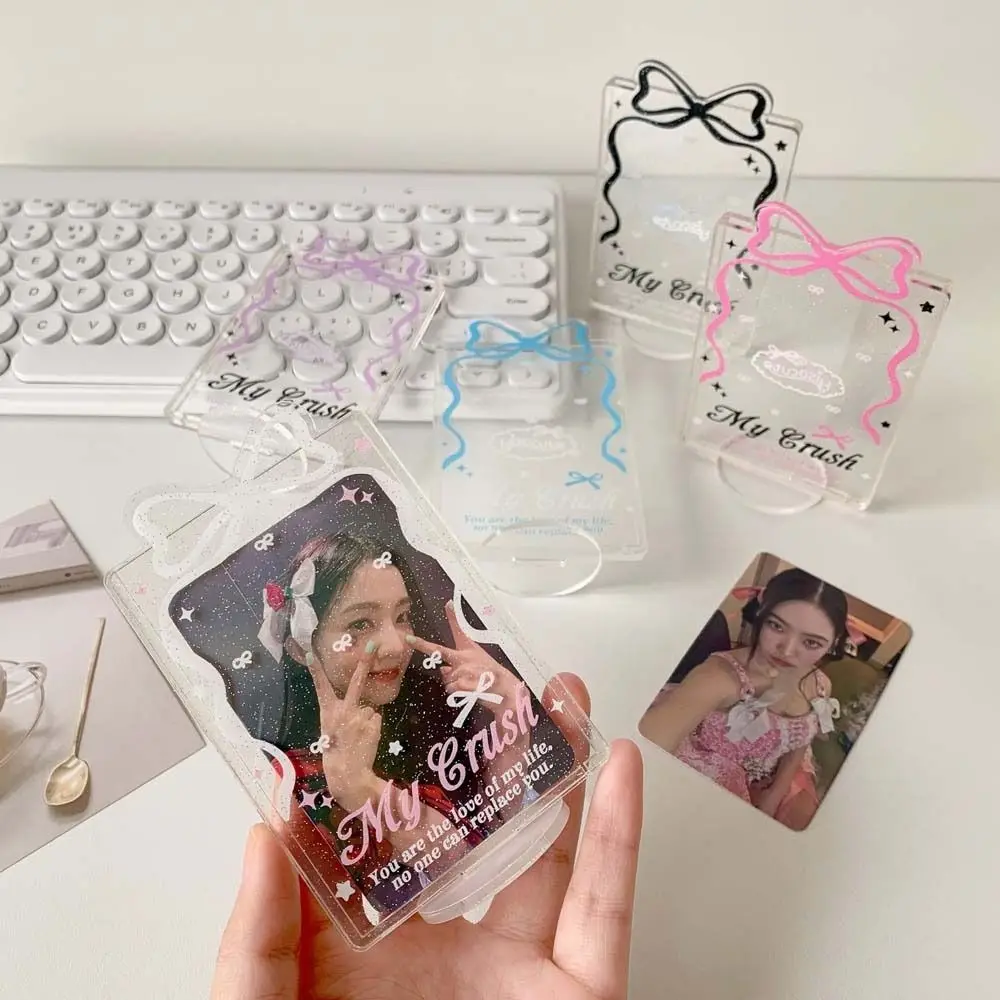 Desktop Decoration Korean Style Card Holder Bowknot Transparent Student Card Cover Polaroid Photo Card Case ID Card Holders