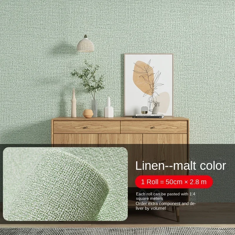3d Dikker Zelfklevend Thermisch Isolatiebehang Linnen Effen Kleur Decor Muurstickers Renovatie Anti-Collision Behang