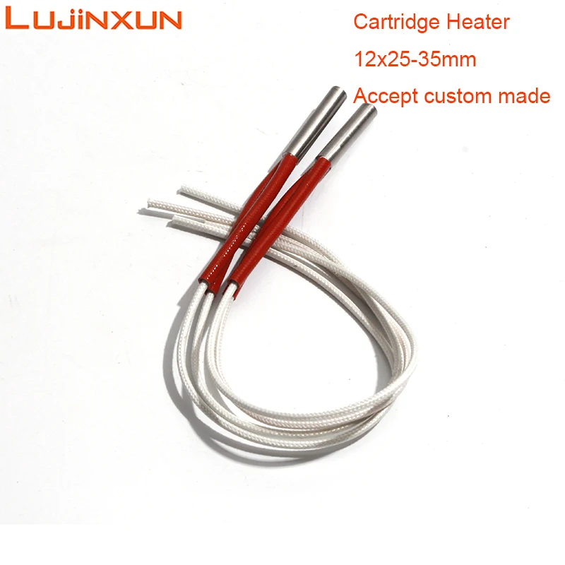 Lujinxun elemento de resistência de aquecimento de cartucho 12mm x 25mm-35mm 90-130w 304ss tubo 220v/110v/380v aquecedor de cabeça única 5 tamanhos