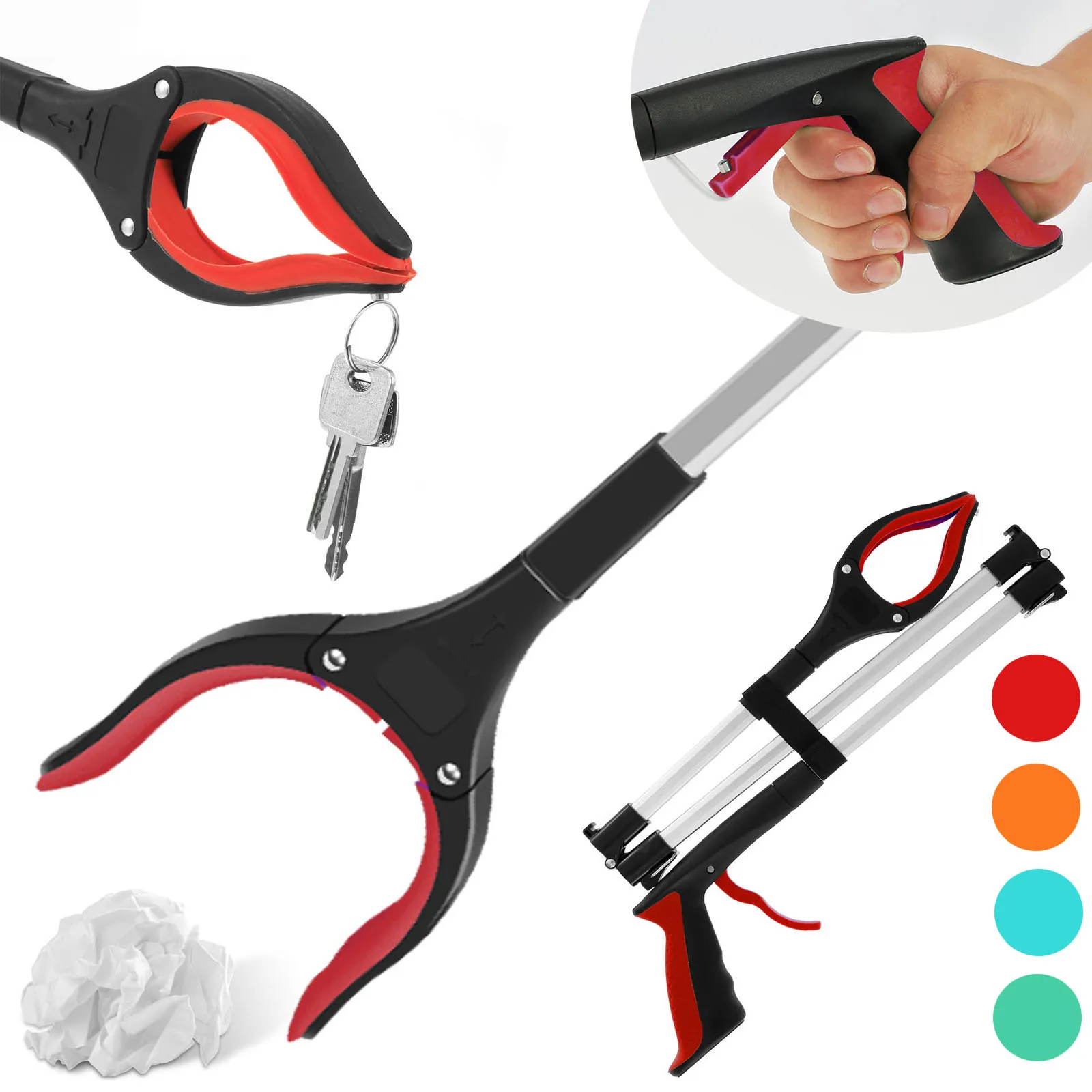 Foldable Gripper Pick Up Tools Garbage Grabber Gripper Trash Clip Fruit Pickers Tools with Non-Slip Jaw Litter Picker Grabber