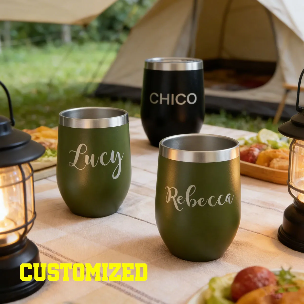 2 Vasos Personalizados de 12 oz, Termo Aislado al Vacío, Vaso Personalizado, Vaso con Monograma, Rambler, Vaso Grande Grabado de 12 oz