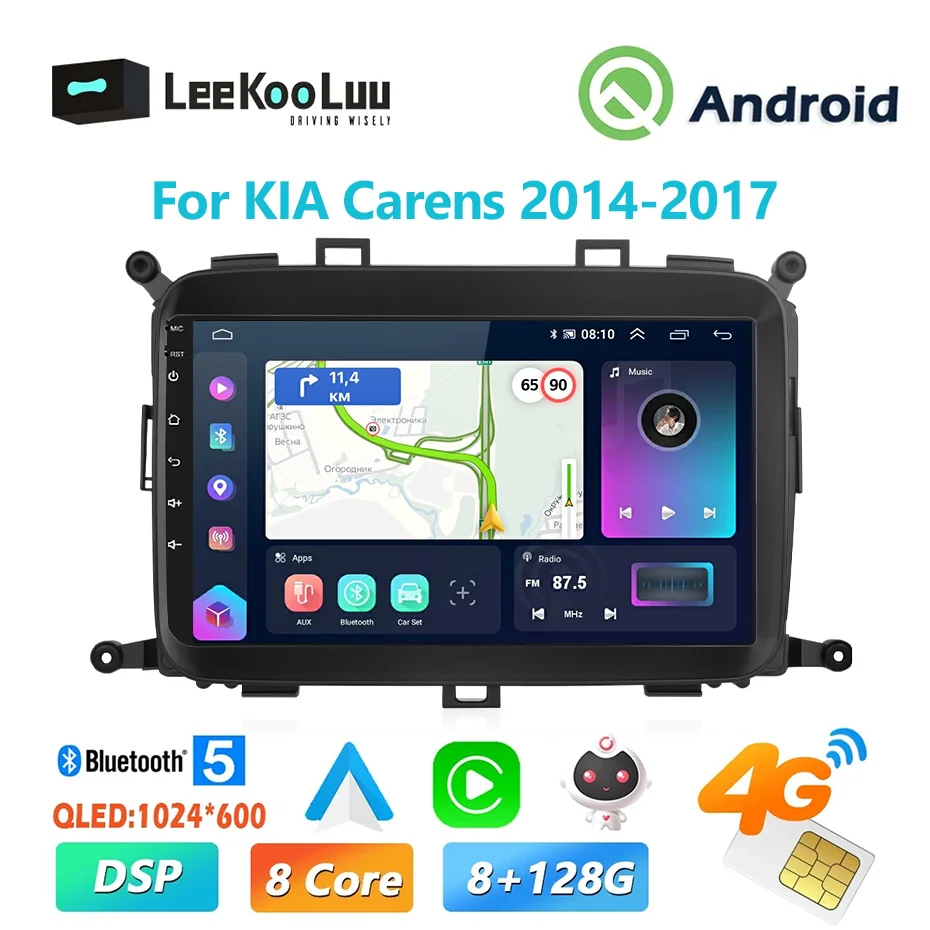 

LeeKooLuu Carplay Android Auto 2 Din Radio 9” Car Stereo GPS Navigation For KIA Carens 2014-2017 Multimedia Player 4G WiFi DSP