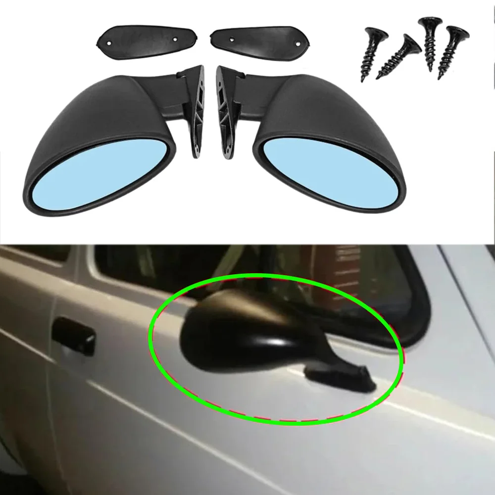 

2PCS Car Racing Side Wing Mirror Universal Left+ Right California Style Rearview Mirror Clear/Blue Glass