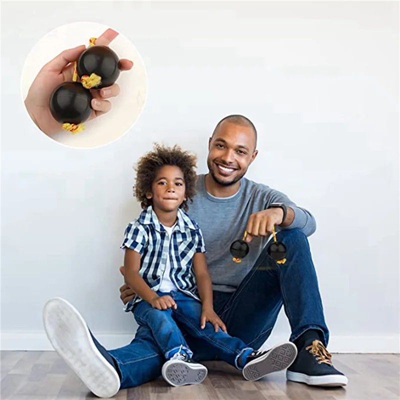 2 pares de bolas de ritmo, instrumentos de copa agitadora, sonajeros africanos clásicos, instrumentos de percusión manual (negro)