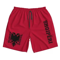 Pantalones cortos de poliéster con estampado 3D de bandera de Albania para hombre, pantalones cortos de playa con bolsillo para correr, verano 2023