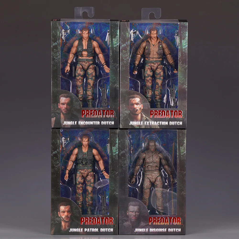 

New Ko Neca Predator Jungle Extraction Dutch Action Figure Schwarzenegger Figurine Statue Model Desktop Decoration Toy Gift