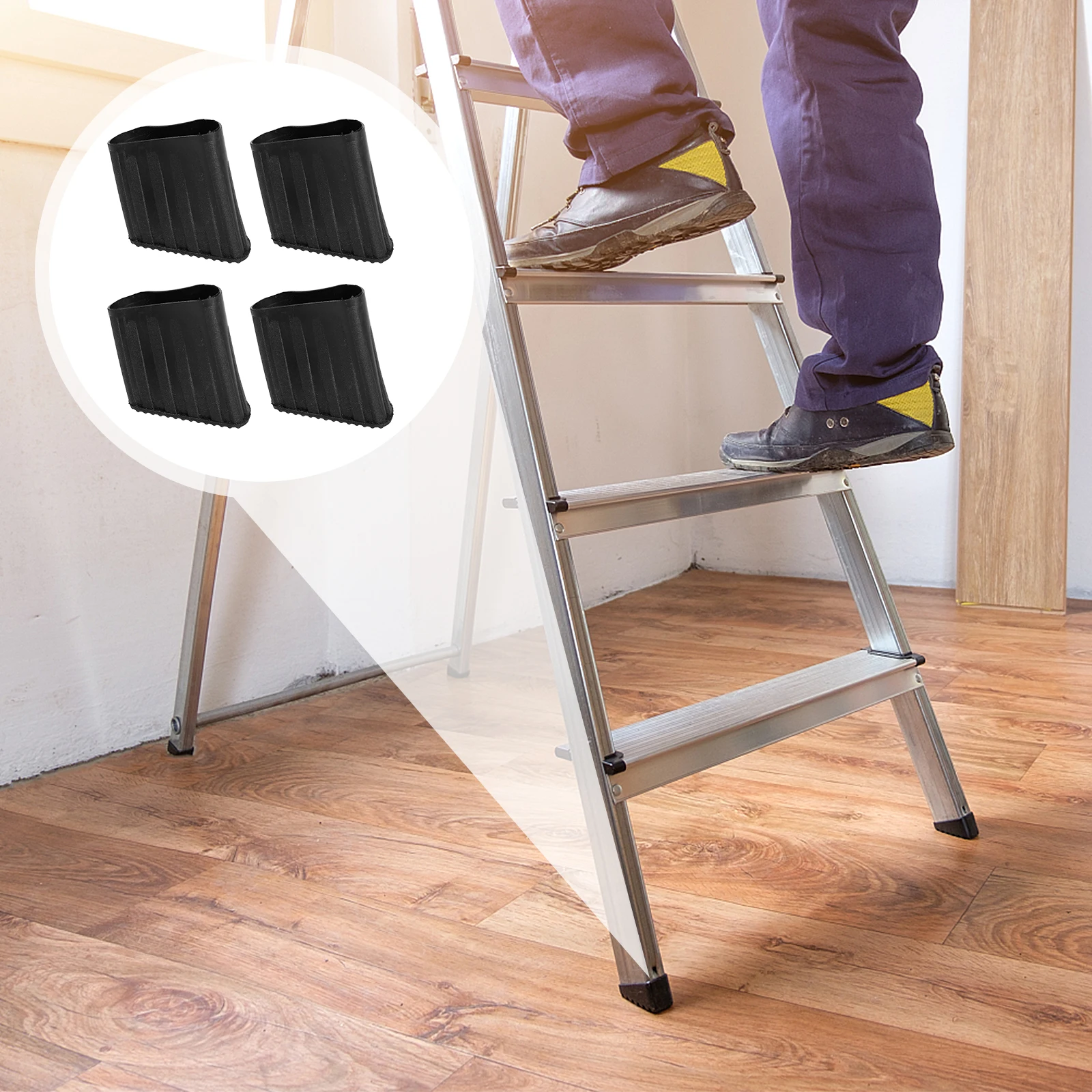 

4pcs Non-Slip Pads Rubber Feet Protectors Floor Protection Ladder Accessories For Home Construction Anti-Vibration Ladder Foot