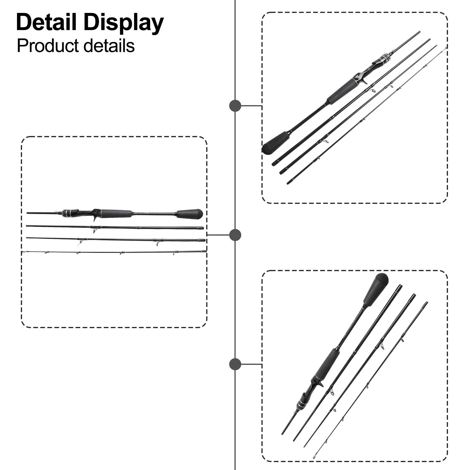 ABS Plastic Carbon Fiber Long Mortise And Tenon One Handed Or Two Handed Tail Dia Aluminum Alloy Cm Rod Length Cm Stable