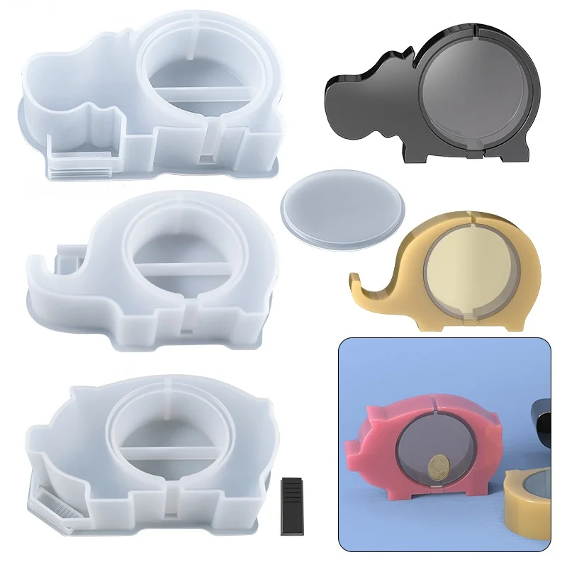 

1Pcs Elephant Hippopotamus Pig Resin Mold Silicone Coin Clip Mold for Epoxy Resin Jewelry Box Storage Piggy Bank DIY Craft Tool