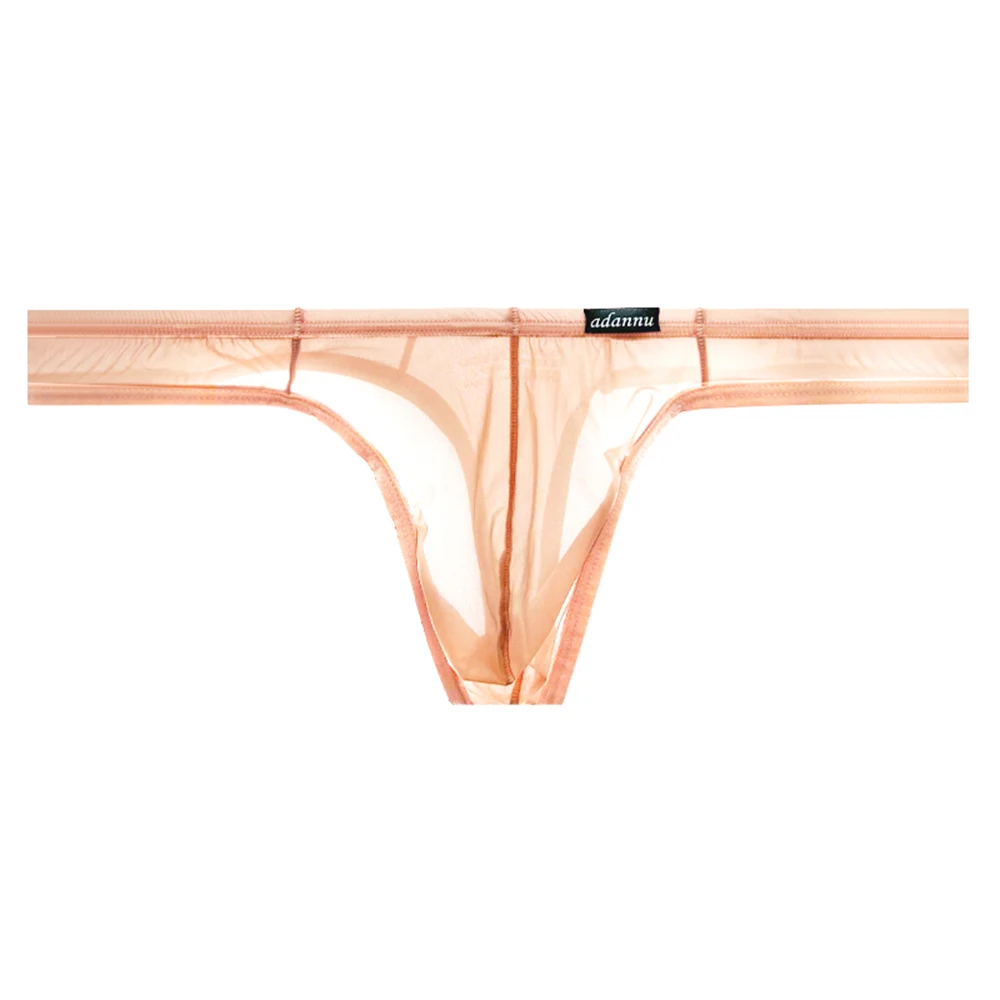 1 PCS Men's Ice Silk Sheer See-through Single Strap Thong, Low Rise Sexy Convex Pouch Breathable Underwear