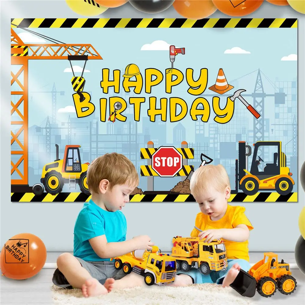 Kids Decor toys Backdrops Birthday party Decoration Truck Bulldozer balloon Construction theme kids latex balloons