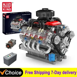MOULD KING 10171 Technical Motorized LSX454 V8 Engine Building Block Toys Educational Car Bricks Children MOC Toys Gift For Kids