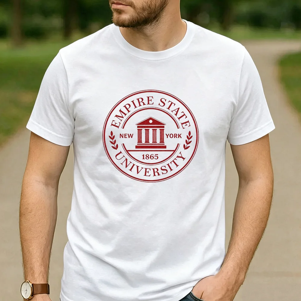 Empire State University NY Temple Seal Est 1865 Graphic T Shirt Unisex Crew Neck Short Sleeve Fan Holiday Gift Top
