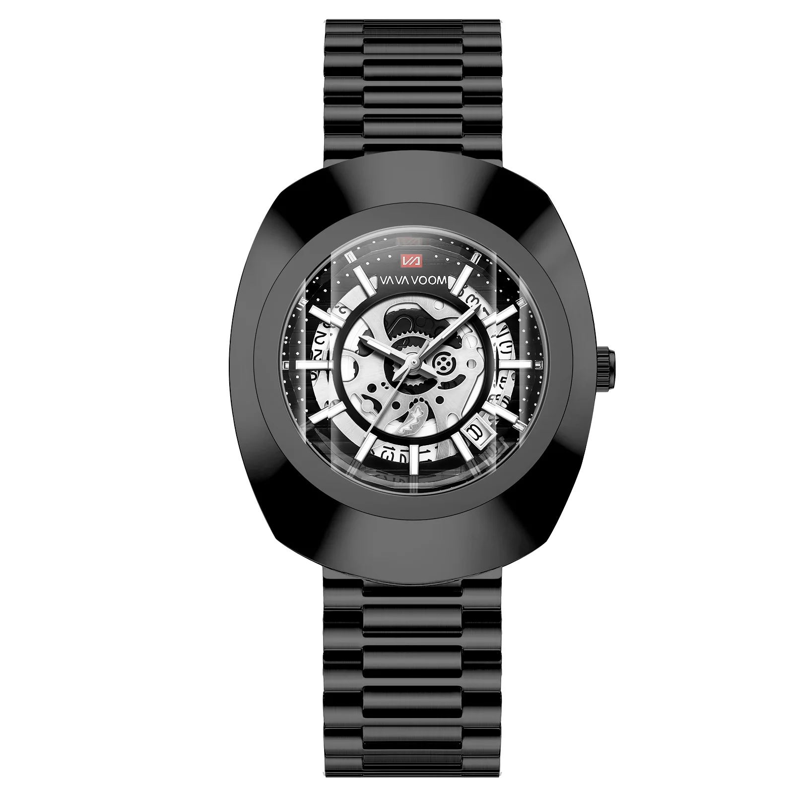 VA VA VOOM 2514 Fashion Luxury Watch Steel Strip Hollow Calendar Waterproof Luminous Quartz Watch Watches for Men Reloj Hombre