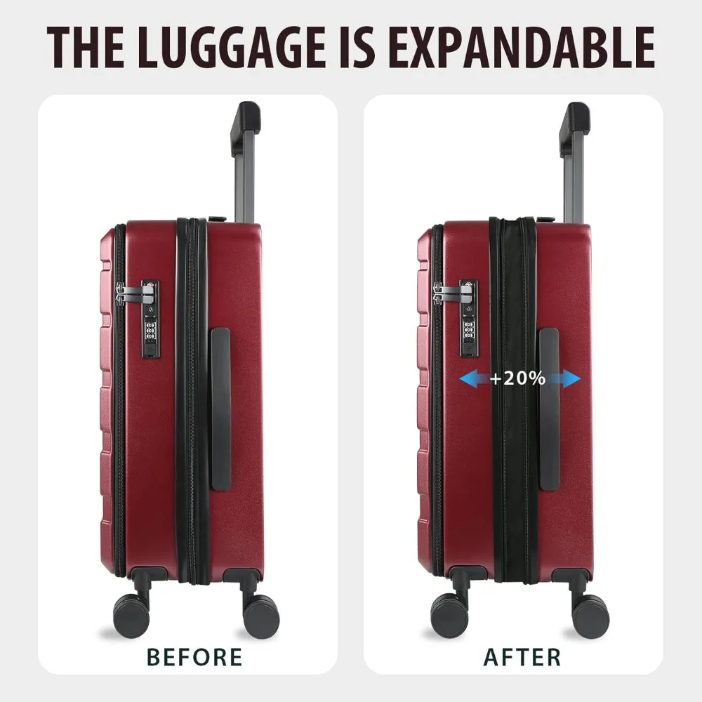 Expandable Top Loading Hard Shell Suitcase with Spinner Wheels, Large Capacity, Built-in TSA Lock, Durable Luggage for Carry On
