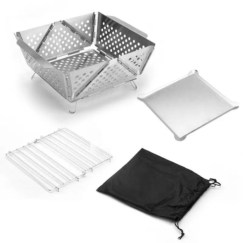 

Mini Grill Stainless Steel Barbecue Rack Foldable Portable Multi Purpose Grill for Beach Tailgating Boat Picnic Balcony Home