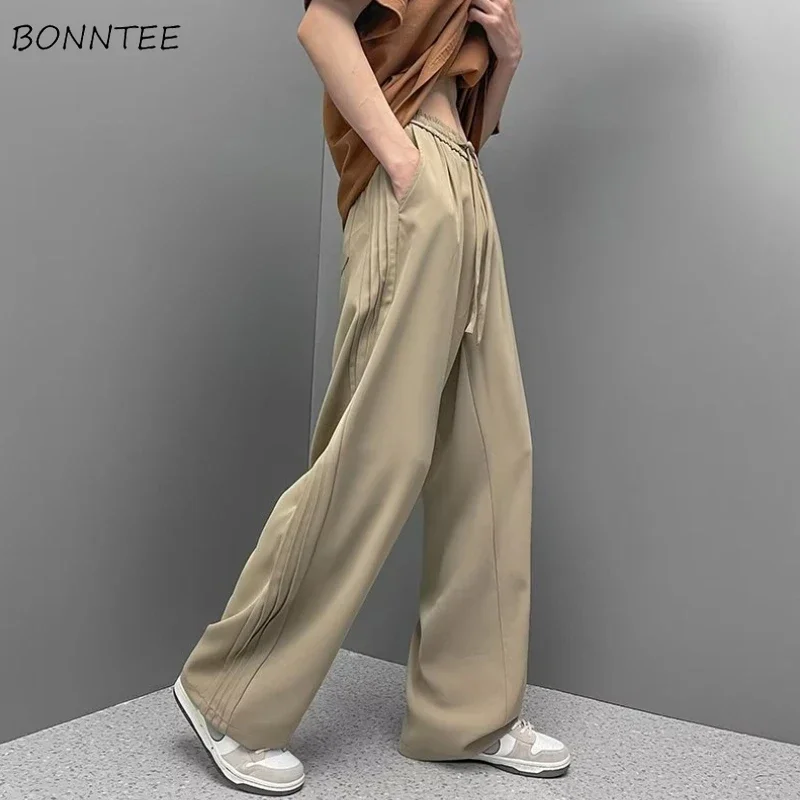 

Men Casual Pants Minimalist Pure Color M-3XL Wide Leg Trousers Comfort Pantalones Jogger Fashion Clothing Sporty American Retro