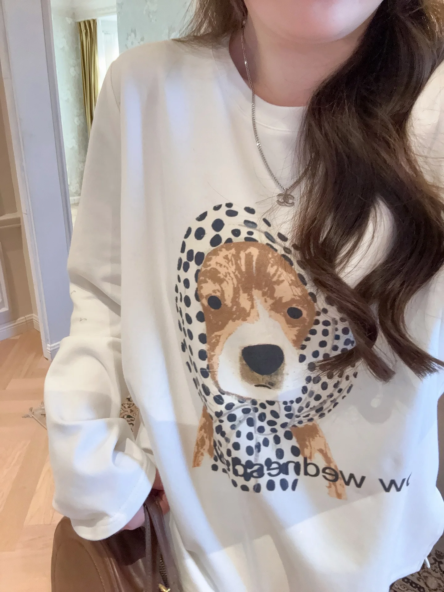 

Slimming Effect Large Size Women's T-irt Printed Loose Long Sve Base Layer Winter New Sle Dog Print Top Korean Sle
