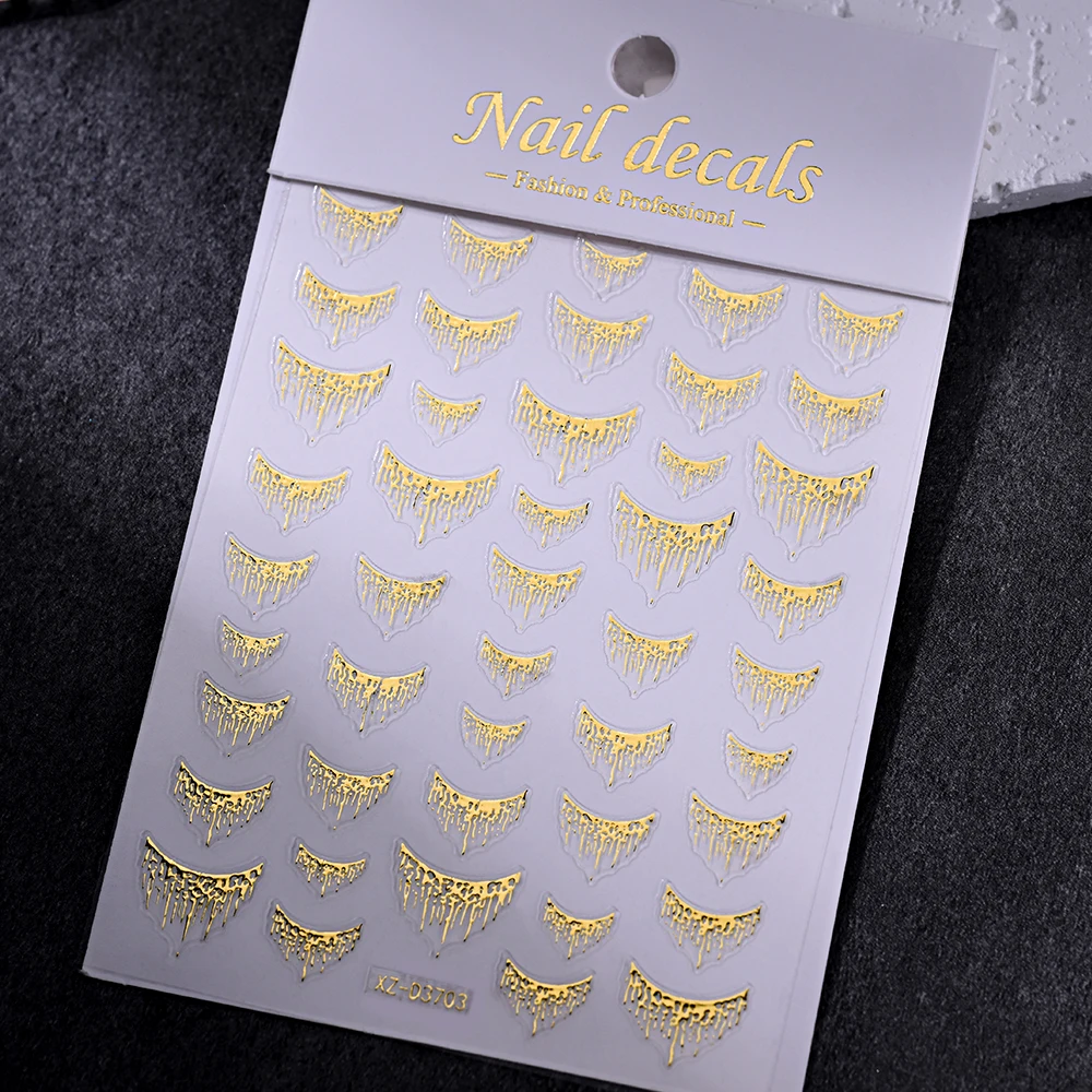 12pcs 5D Shiny French Tassel Nail Stickers Laser Silver Moon/Star/Lines Nail Decals Charming Self Adhesive French Design Manicur