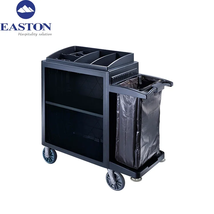 New Arrival Stainless Steel Hotel Housekeeping Cleaning Service Trolley Cart For Sale