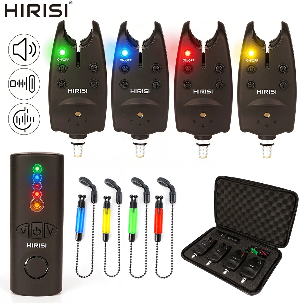 

Hirisi SR-4 Carp Bite Alarm Swinger Set Carp Fishing Bite Indicator LED Light Adjustable Sensitivity Fishing Accessories