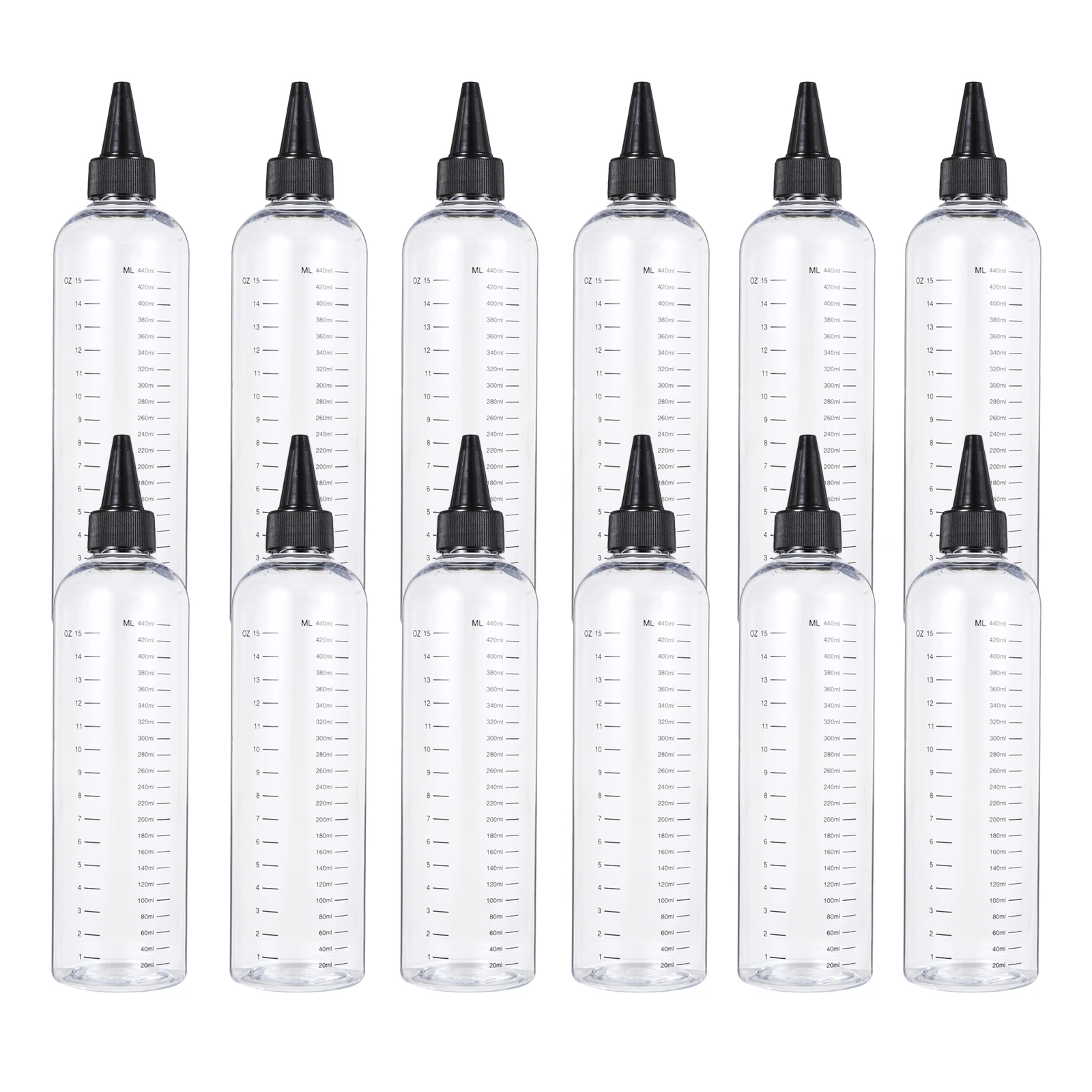 

12pcs 500Ml Squeeze Transparent Bottle Refillable Plastic Container For Hair Perm Liquid Leakproof Hairdressing Applicator Lab