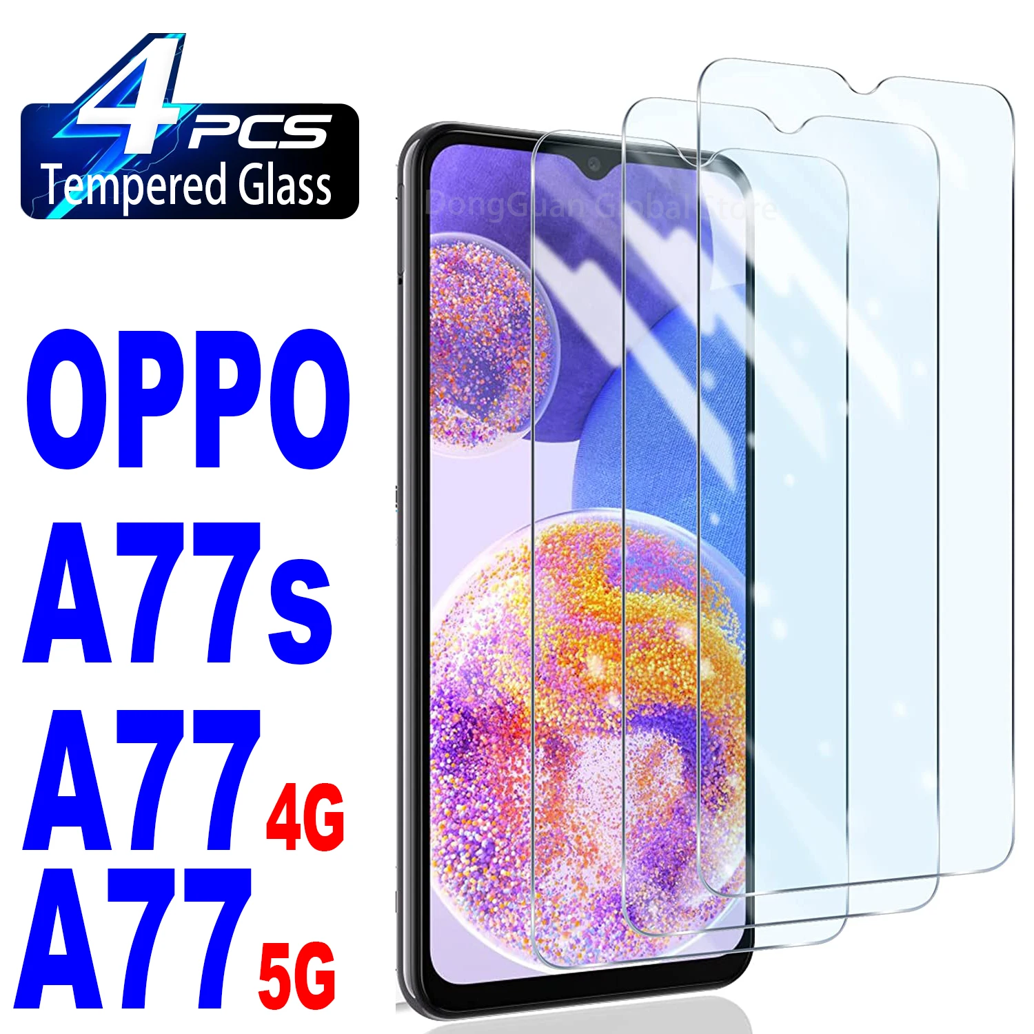 Oppo-強化ガラススクリーンプロテクター,a77,4g,5g,a77s,2個,4個