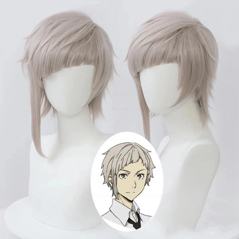 

Atsushi Nakajima Cosplay Wig Bungo Stray Dogs Cosplay High Quality Lotus Gray Heat Resistant Synthetic Hair Anime Wigs + Wig Cap