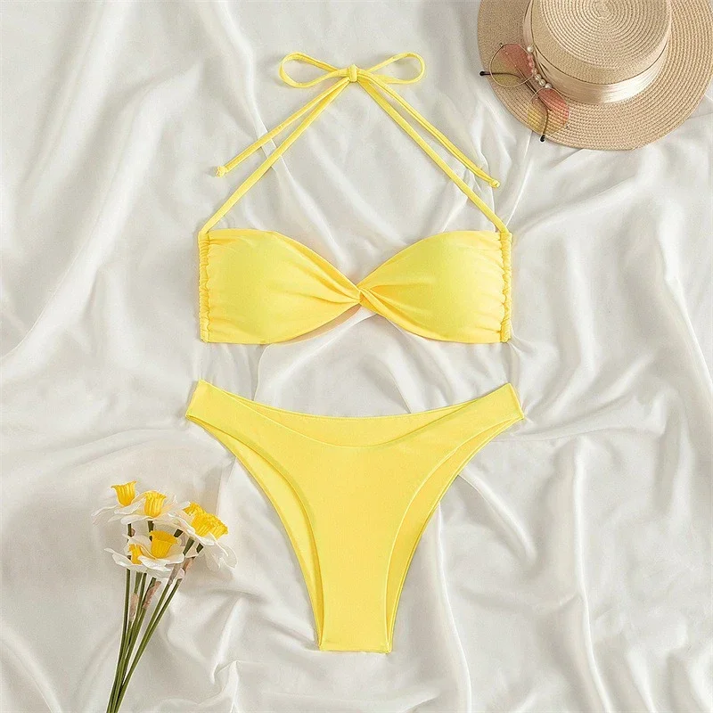 レオパード柄ビキニセット水着 レディース セクシー レースアップ 三角 ハイカット Tバック スプリット水着 ツーピース 2025 新作 ビーチウェア ビキニ