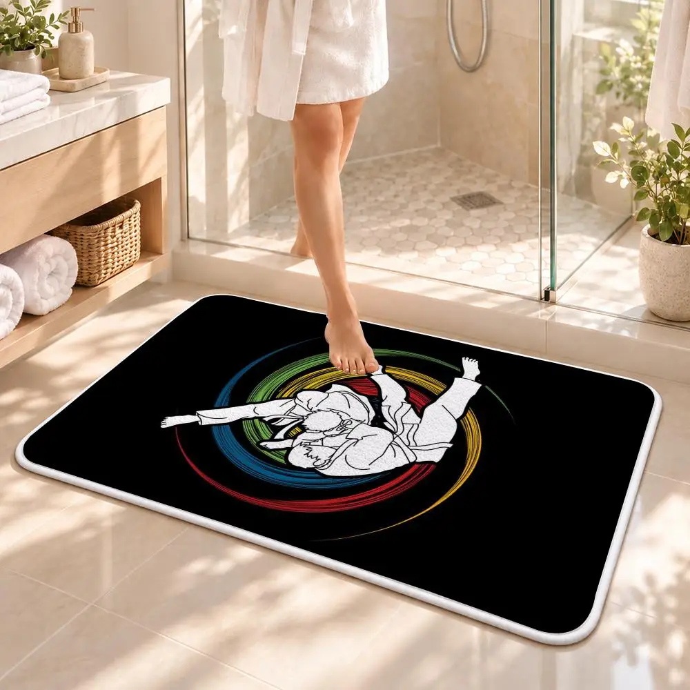 Sports Judo Martial Arts Floor Mat Flannel Rug Soft Non Slip Washable Door Mat for Bathroom Bedroom Kitchen Home Decor