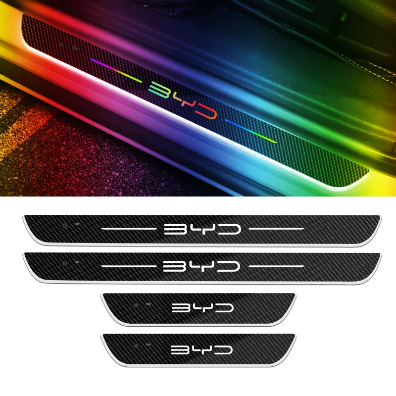 

Carbon fiber For BYD Atto 3 EV yuan song han Customized Car Welcome Door illuminated Sill Light Logo Lamp LED Pedal Decoration