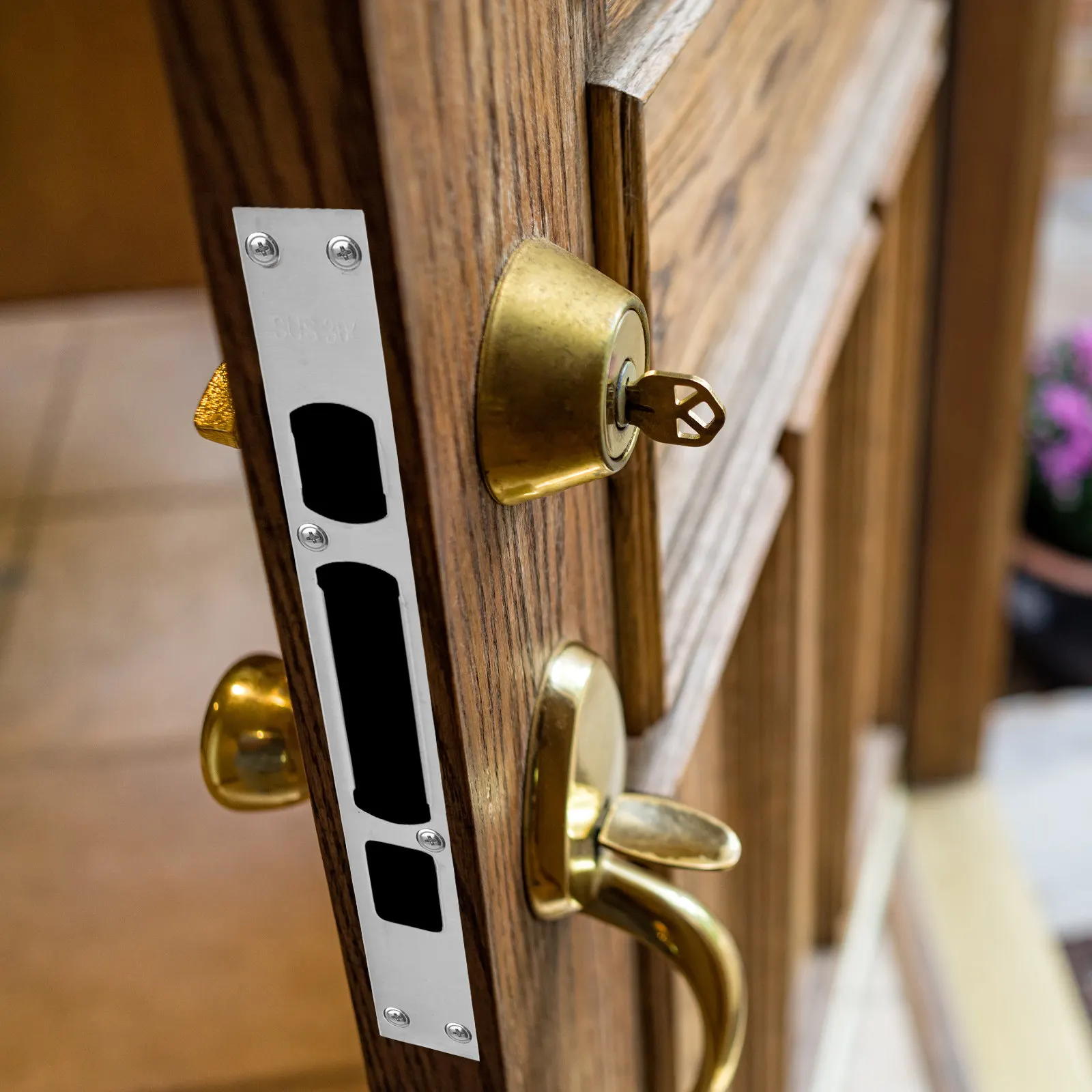 3Pcs Robust Door Security Strike Plate Set Stainless Steel Lock Body Guide for Anti-Theft Door Reinforcement Suitable for Front