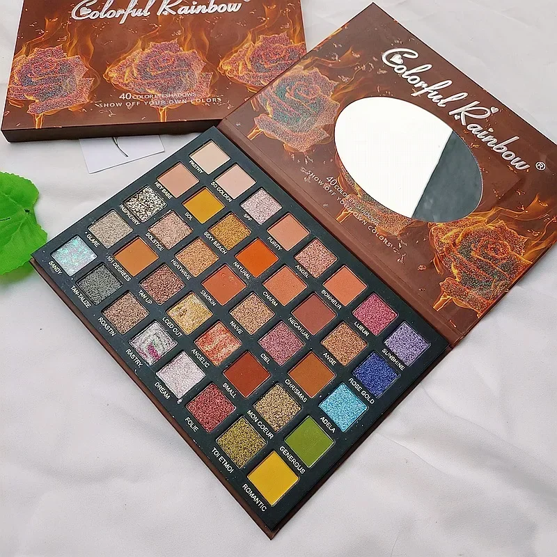 Paleta de maquillaje de lentejuelas en polvo brillante, paleta de maquillaje de escenario, paleta de Cos, brillo mate, 40 colores