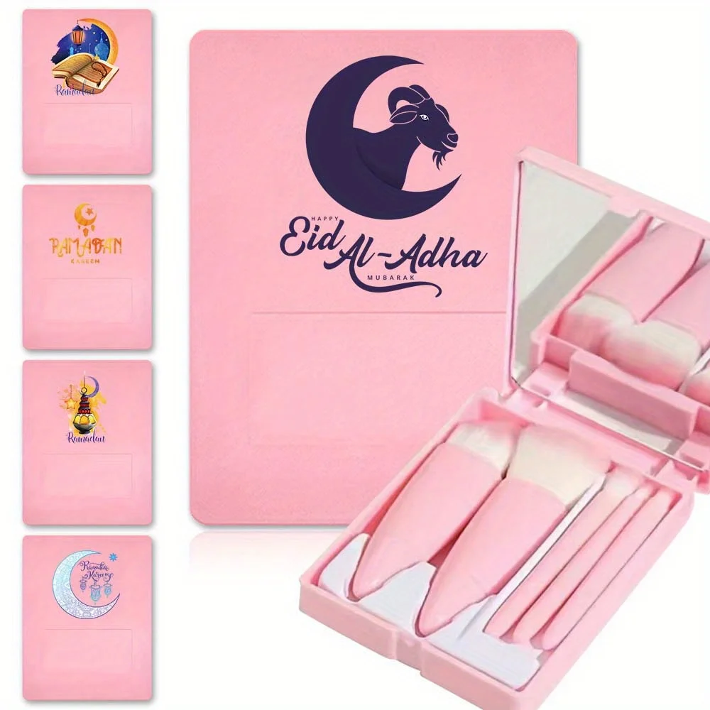 

5PCS Multi-function Soft Hair Makeup Brush Makeup Brush Set With Mirror Durable Cosmetic Facial Beauty Tools Ramadan Pattern