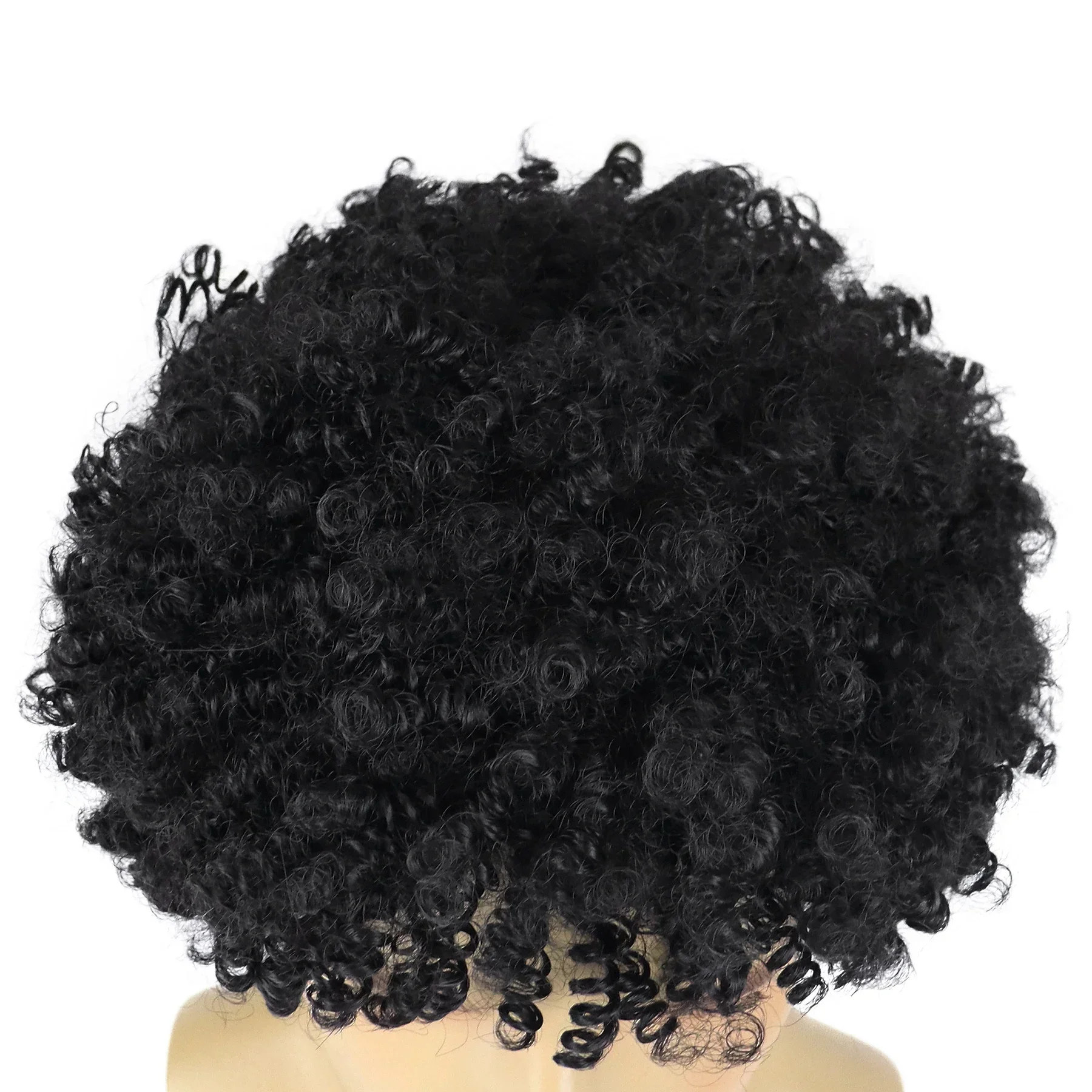 GNIMEGIL Synthetic Short Black Hair Afro Kinky Curly Wig with Bangs Natural Fluffy Wig for Black Men Cosplay High Temperature