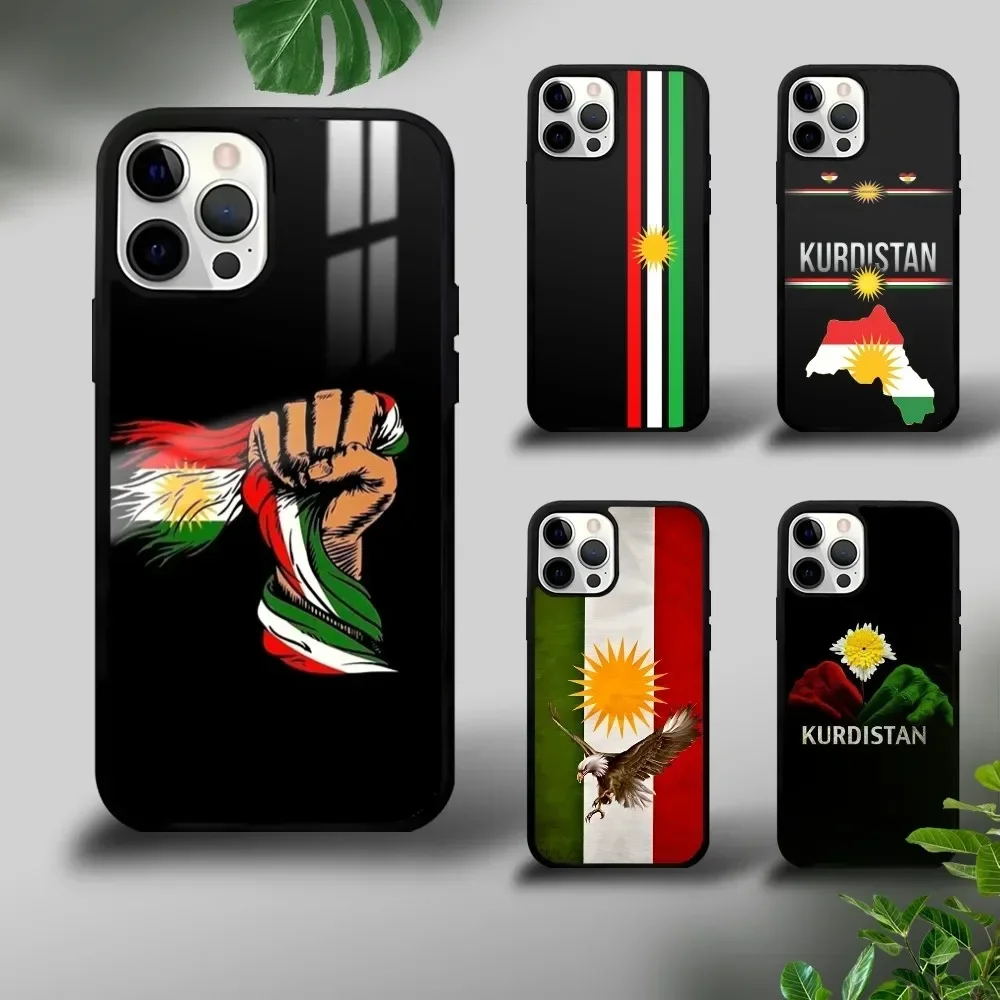 K-Kurdistan Flag Luxury Phone Case For IPhone 16 15 14 13 12 11 Pro Xs Max Mini Plus Celulares Hard Funda