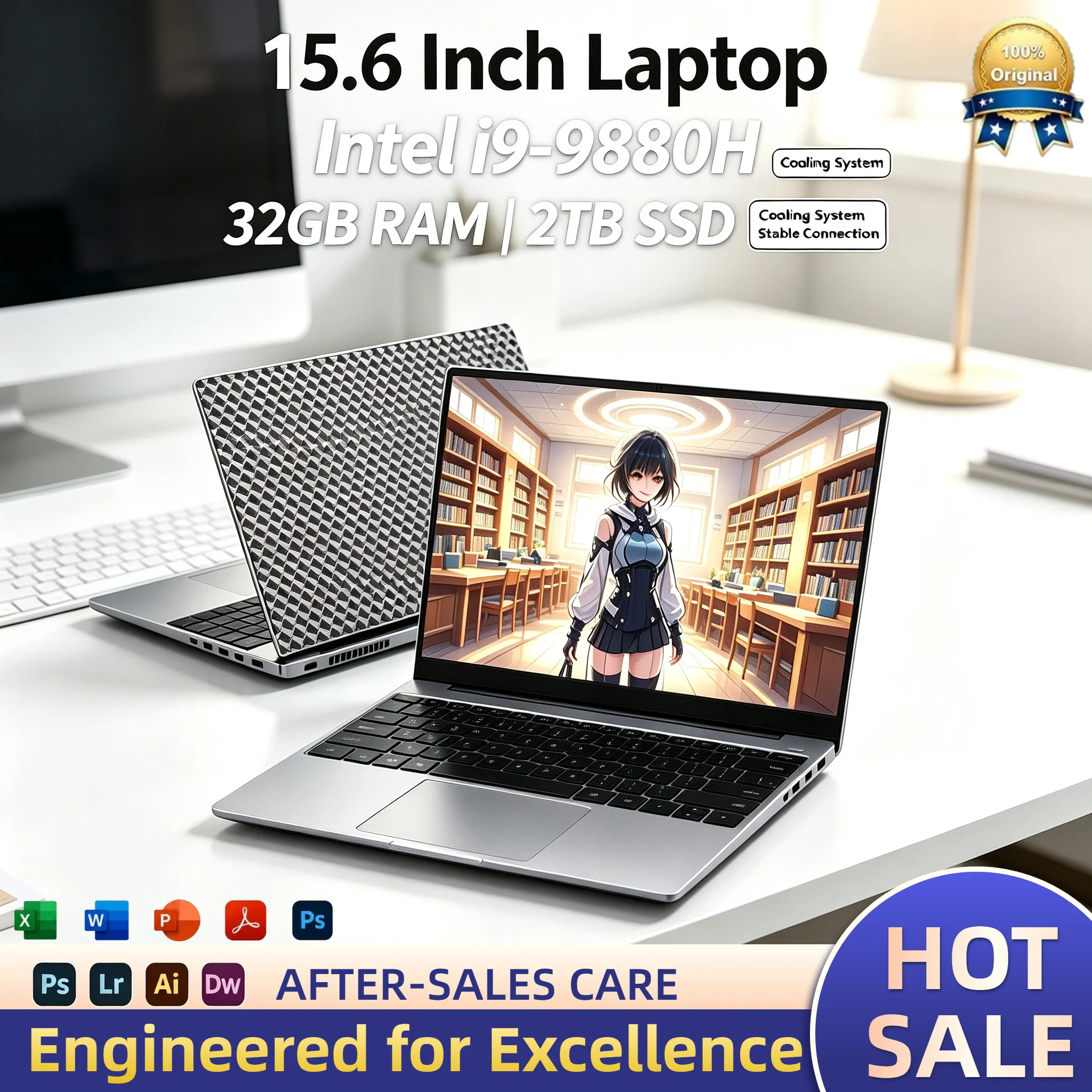 Intel Core i9‑9880H 8C16T 4.8GHz Turbo 15.6 Inch Ultra Slim Laptop 2.3GHz Base Fingerprint Backlit Keyboard High Core