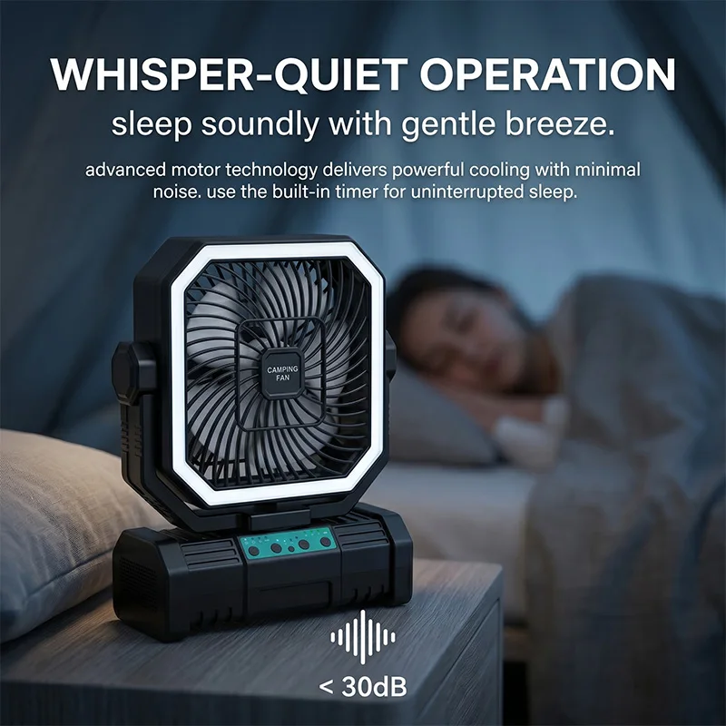 

Camping Fan Rechargeable 20000mah Portable Outdoor Fan with LED Light and Hook Strong Summer Fan for Tent Car Trip
