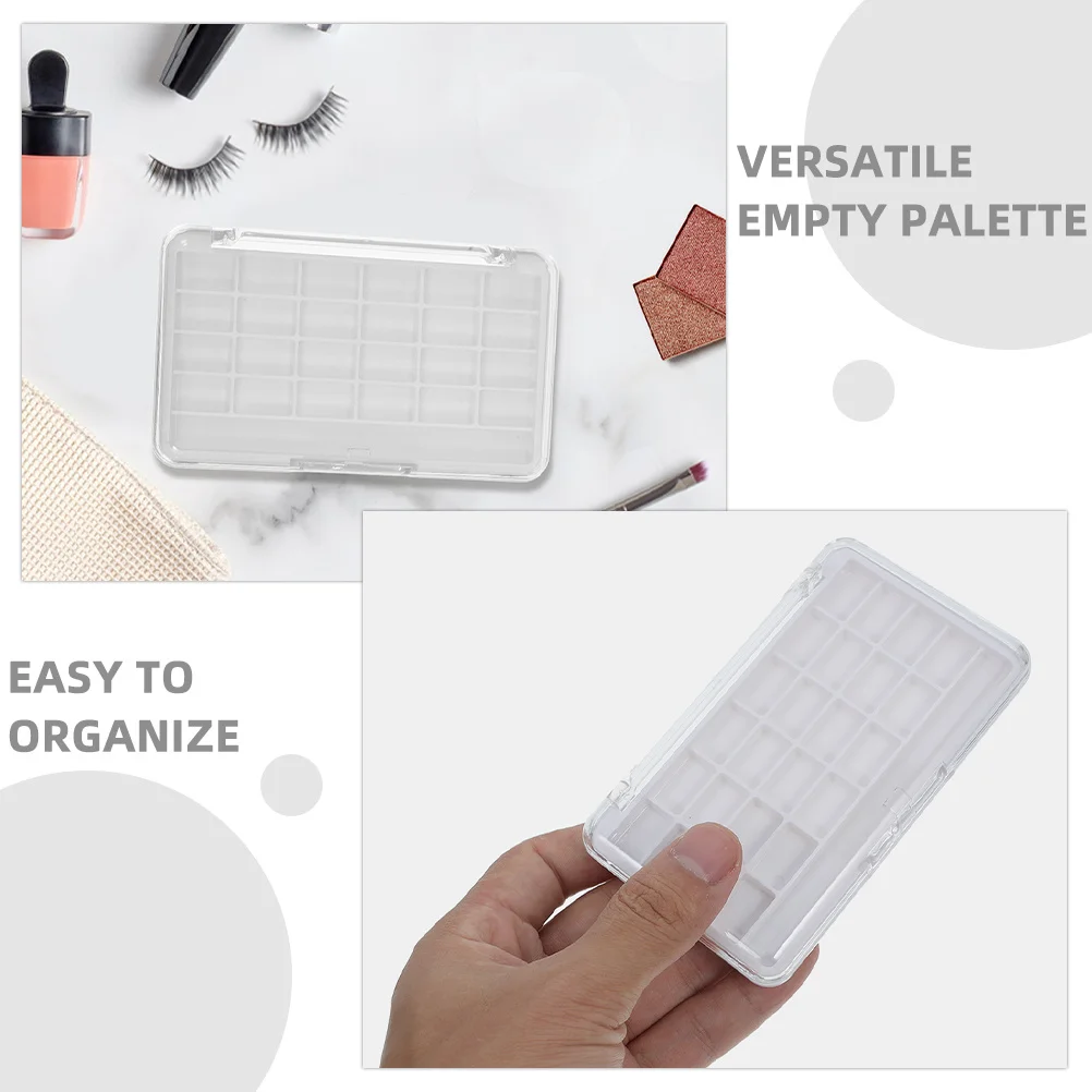 قطعتان من لوحة ظلال العيون الفارغة: منظم مكياج شفاف يمكنك صنعه بنفسك مع شبكات لأحمر الشفاه وبودرة أحمر الخدود وحاوية قابلة لإعادة الملء للسفر